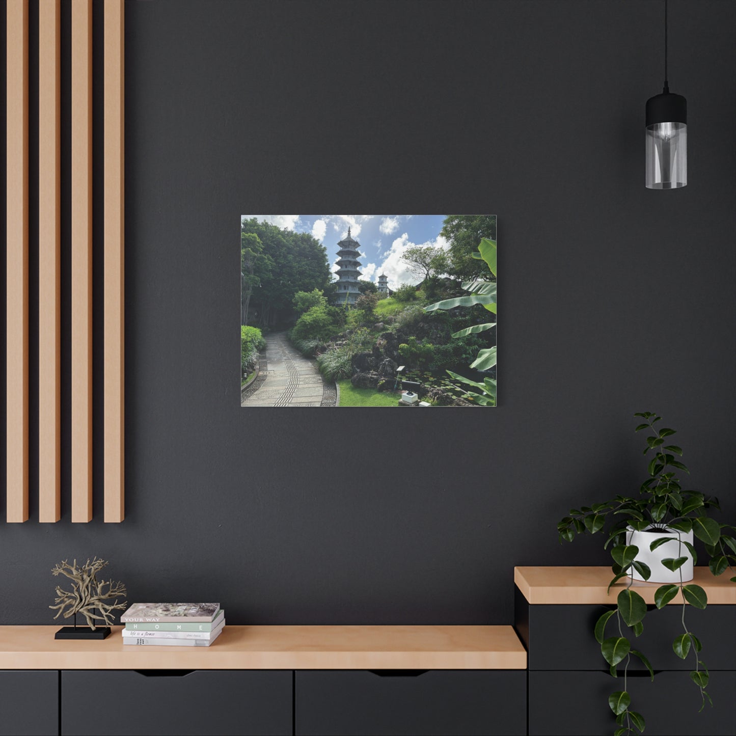 Pagoda in Fukushuen Garden in Okinawa, Japan Matte Canvas Print