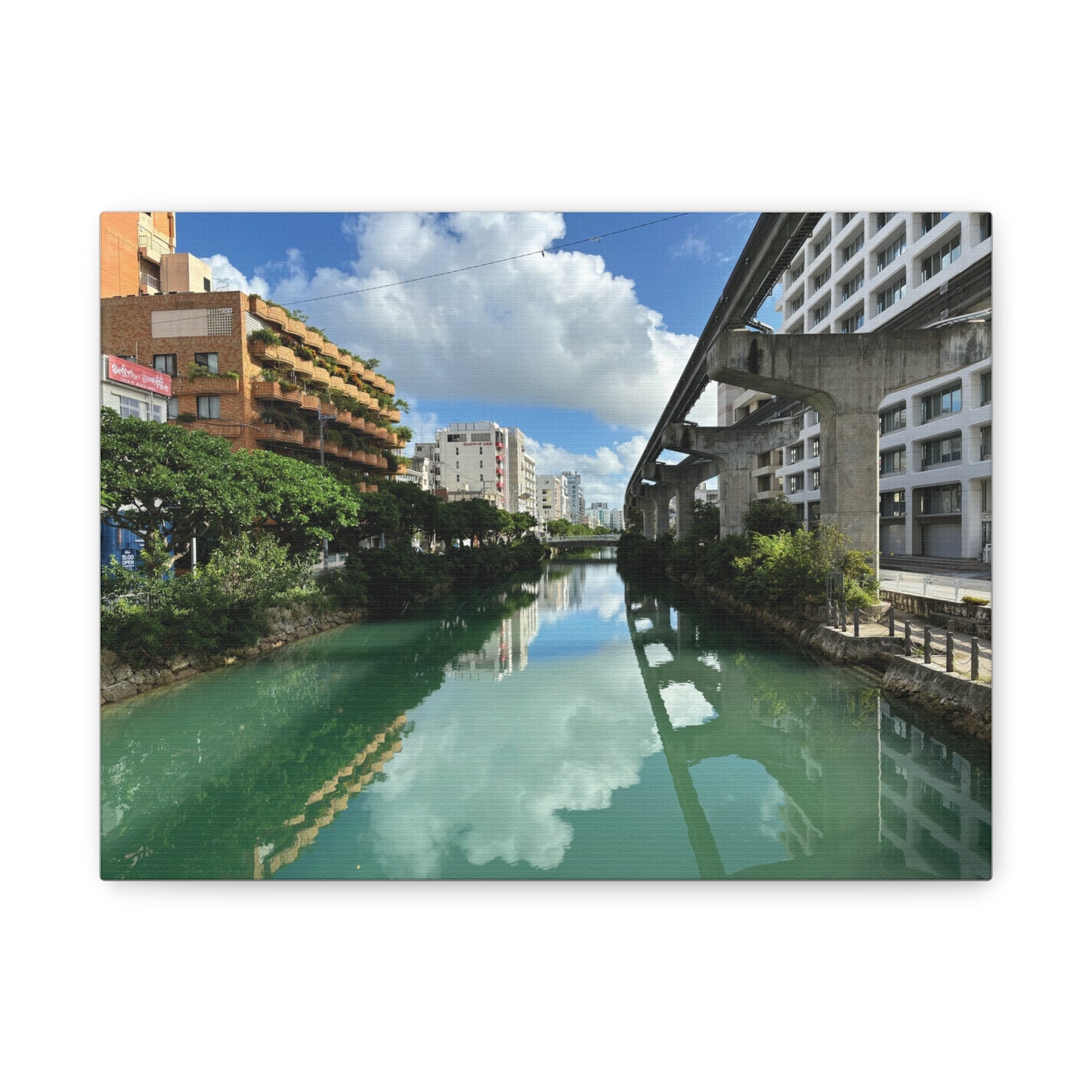 Urban Canal in Naha, Okinawa Matte Canvas Print