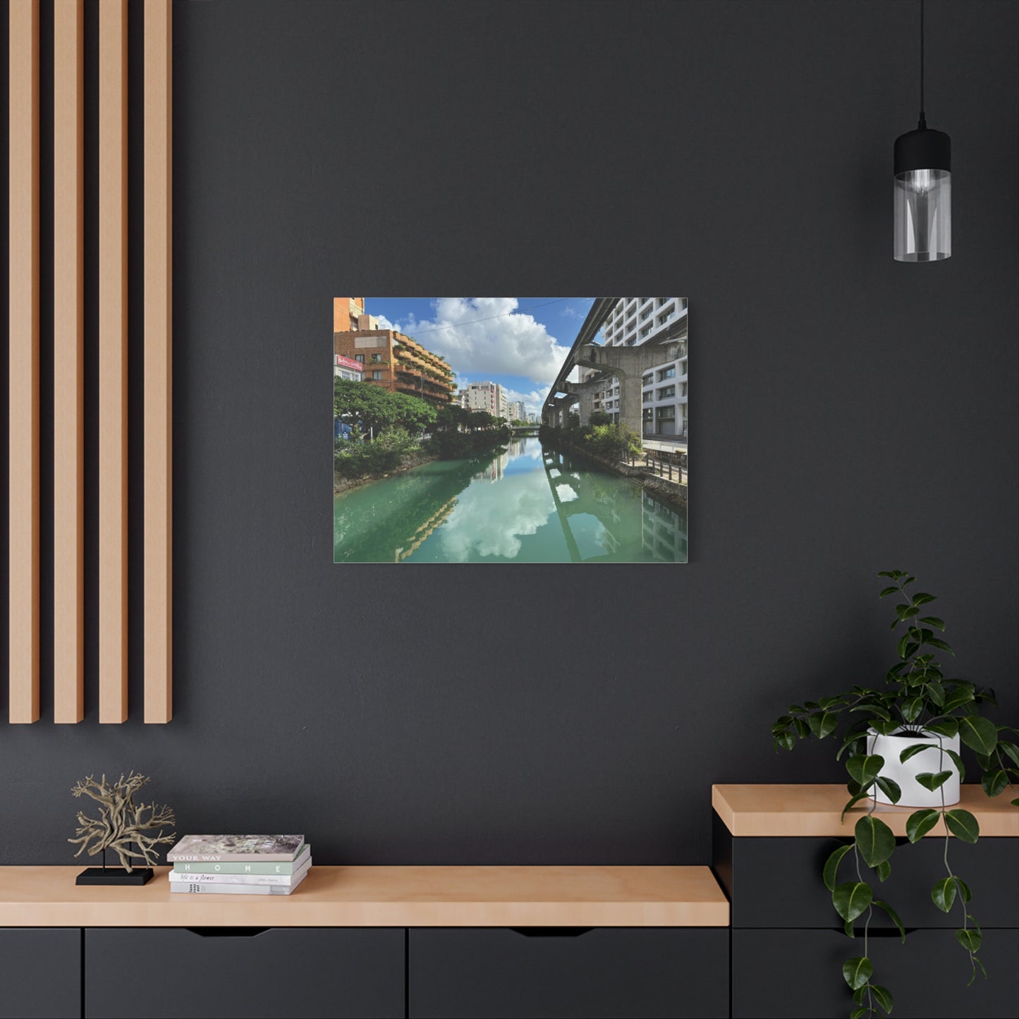 Urban Canal in Naha, Okinawa Matte Canvas Print