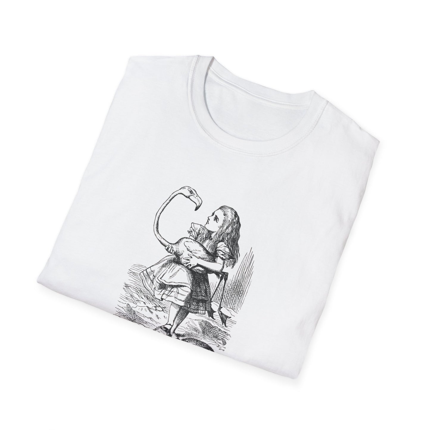 Alice and the Flamingo, Alice in Wonderland Crewneck T-Shirt