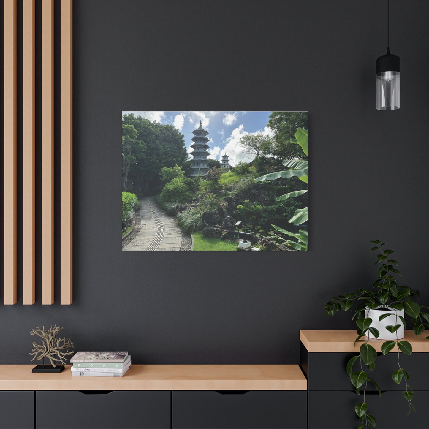 Pagoda in Fukushuen Garden in Okinawa, Japan Matte Canvas Print