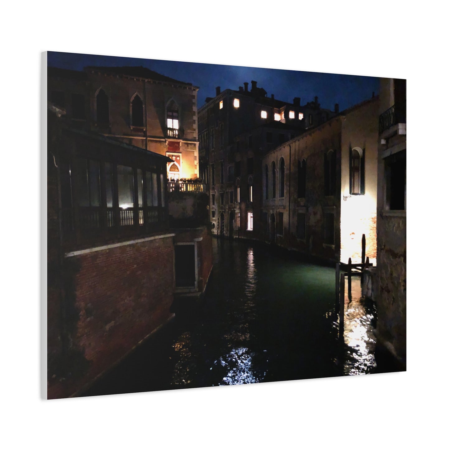 Venetian Canal at Night, Matte Canvas Print