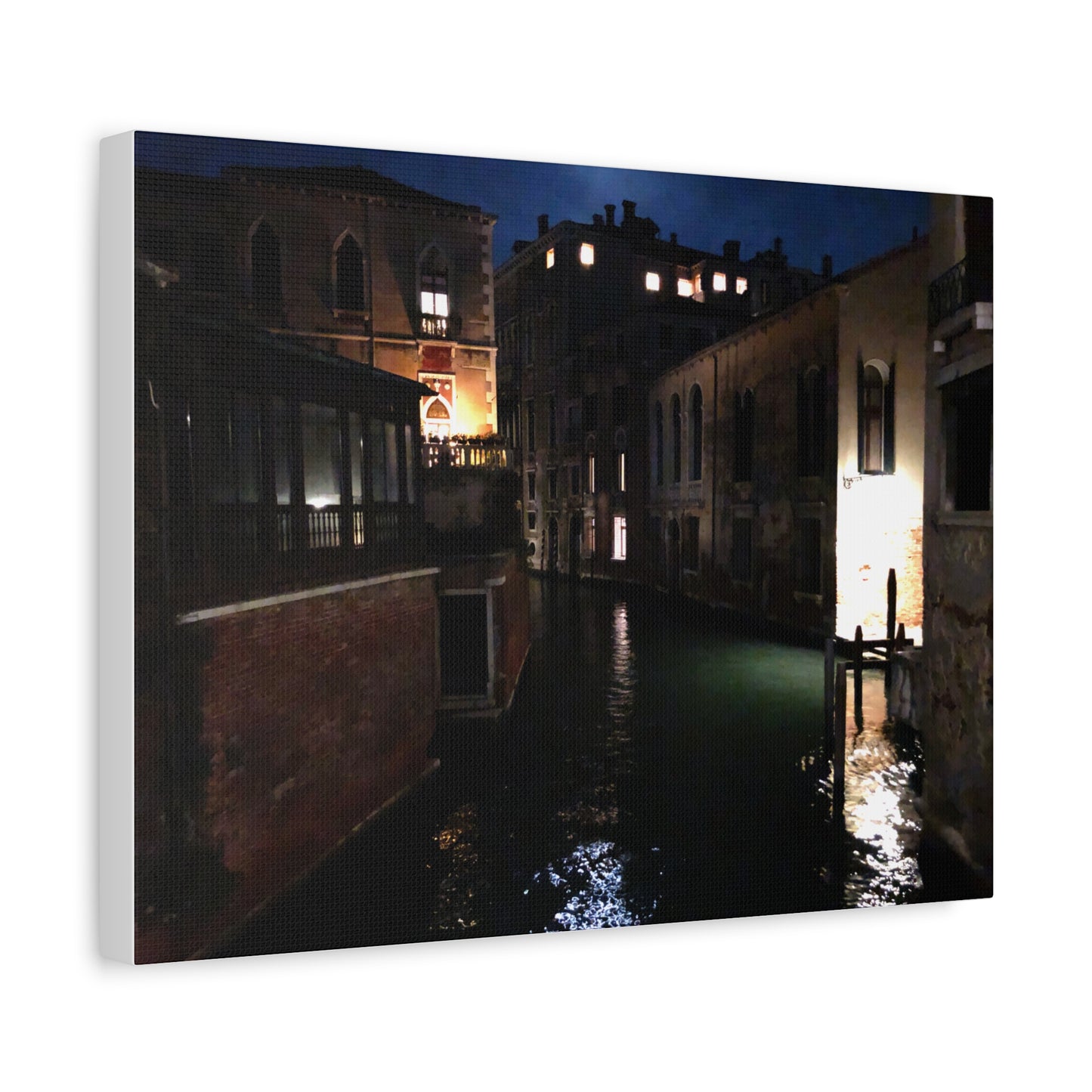 Venetian Canal at Night, Matte Canvas Print