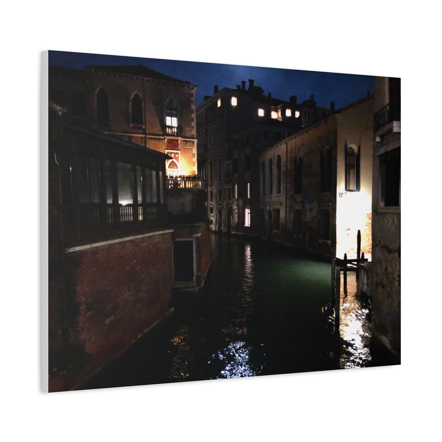 Venetian Canal at Night, Matte Canvas Print