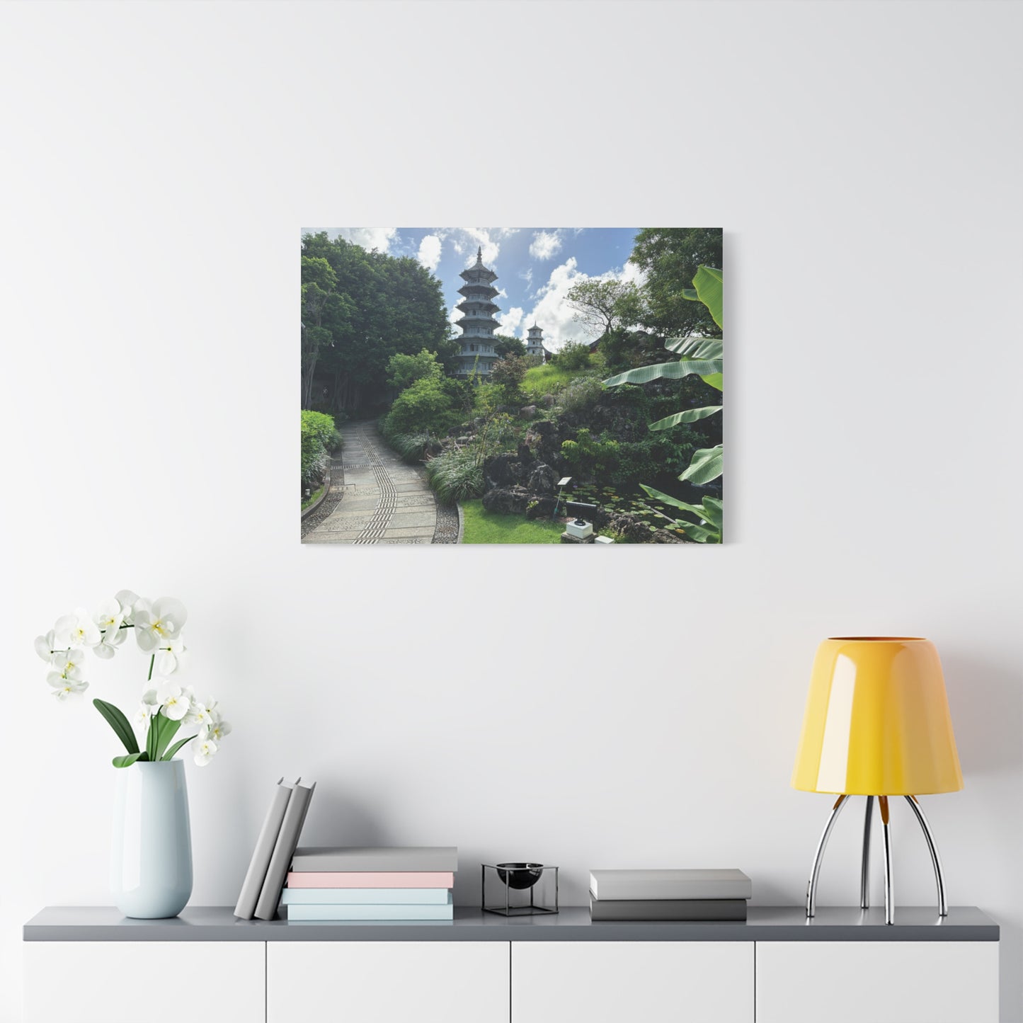 Pagoda in Fukushuen Garden in Okinawa, Japan Matte Canvas Print