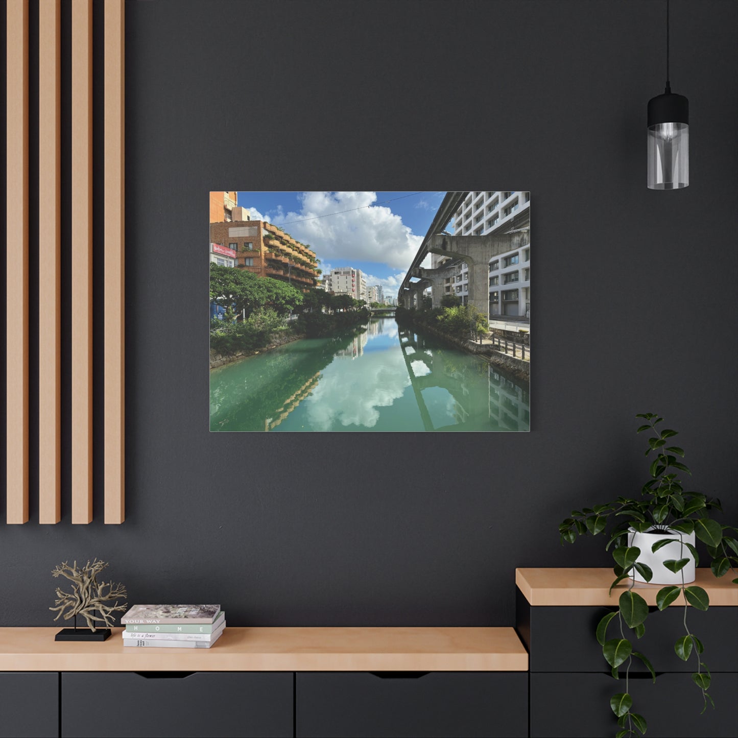 Urban Canal in Naha, Okinawa Matte Canvas Print