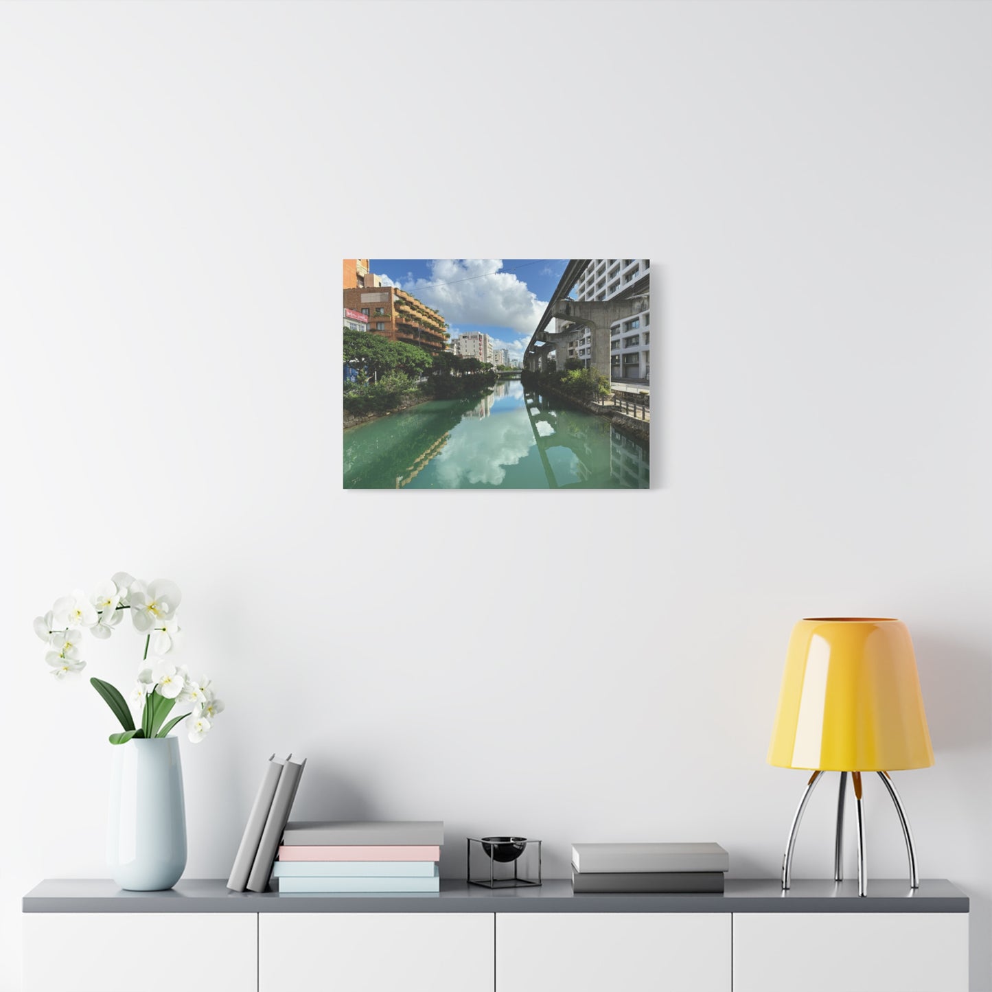 Urban Canal in Naha, Okinawa Matte Canvas Print