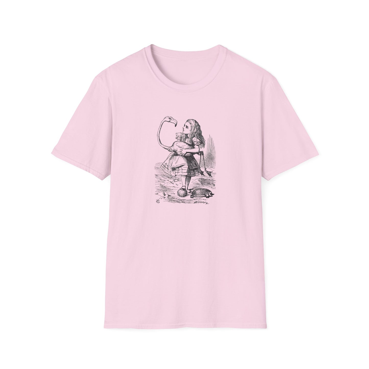 Alice and the Flamingo, Alice in Wonderland Crewneck T-Shirt