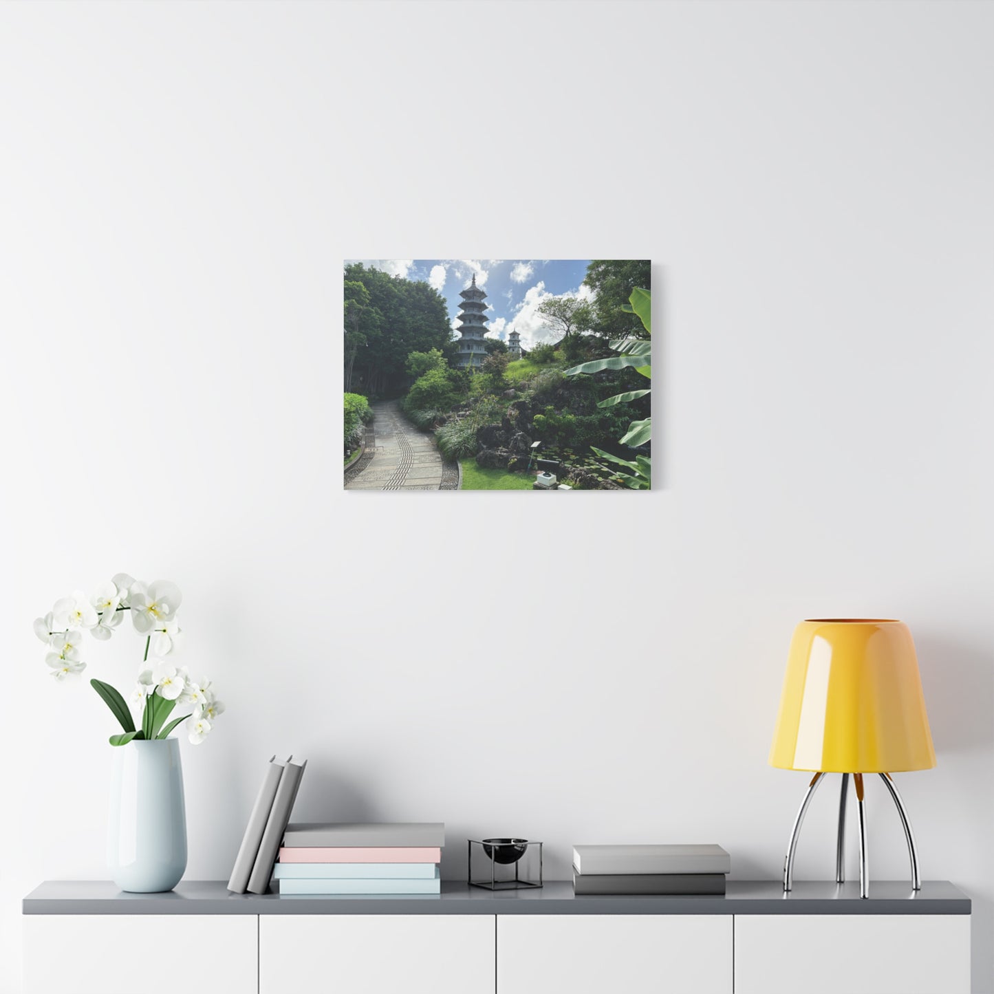 Pagoda in Fukushuen Garden in Okinawa, Japan Matte Canvas Print