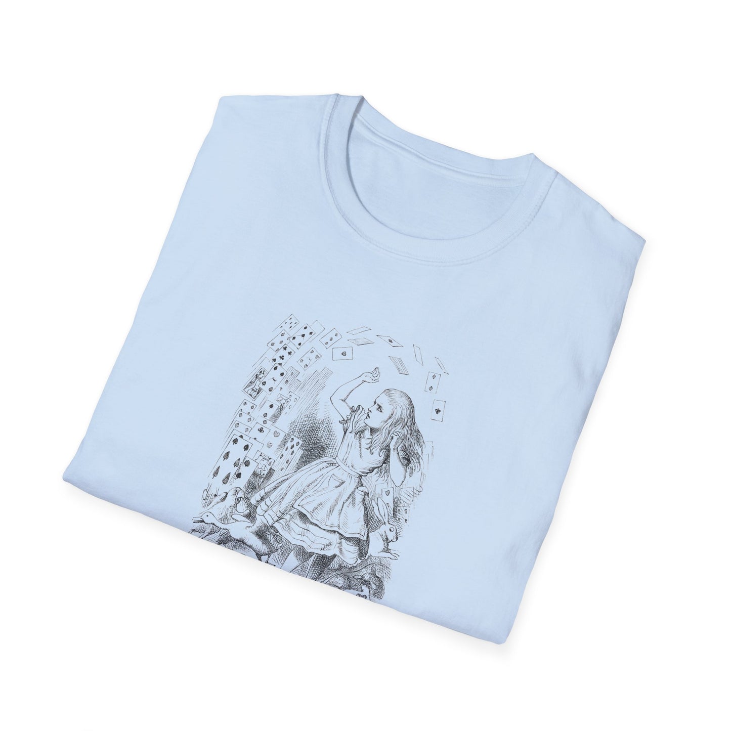 Alice and the Falling Cards, Alice in Wonderland Crewneck T-Shirt