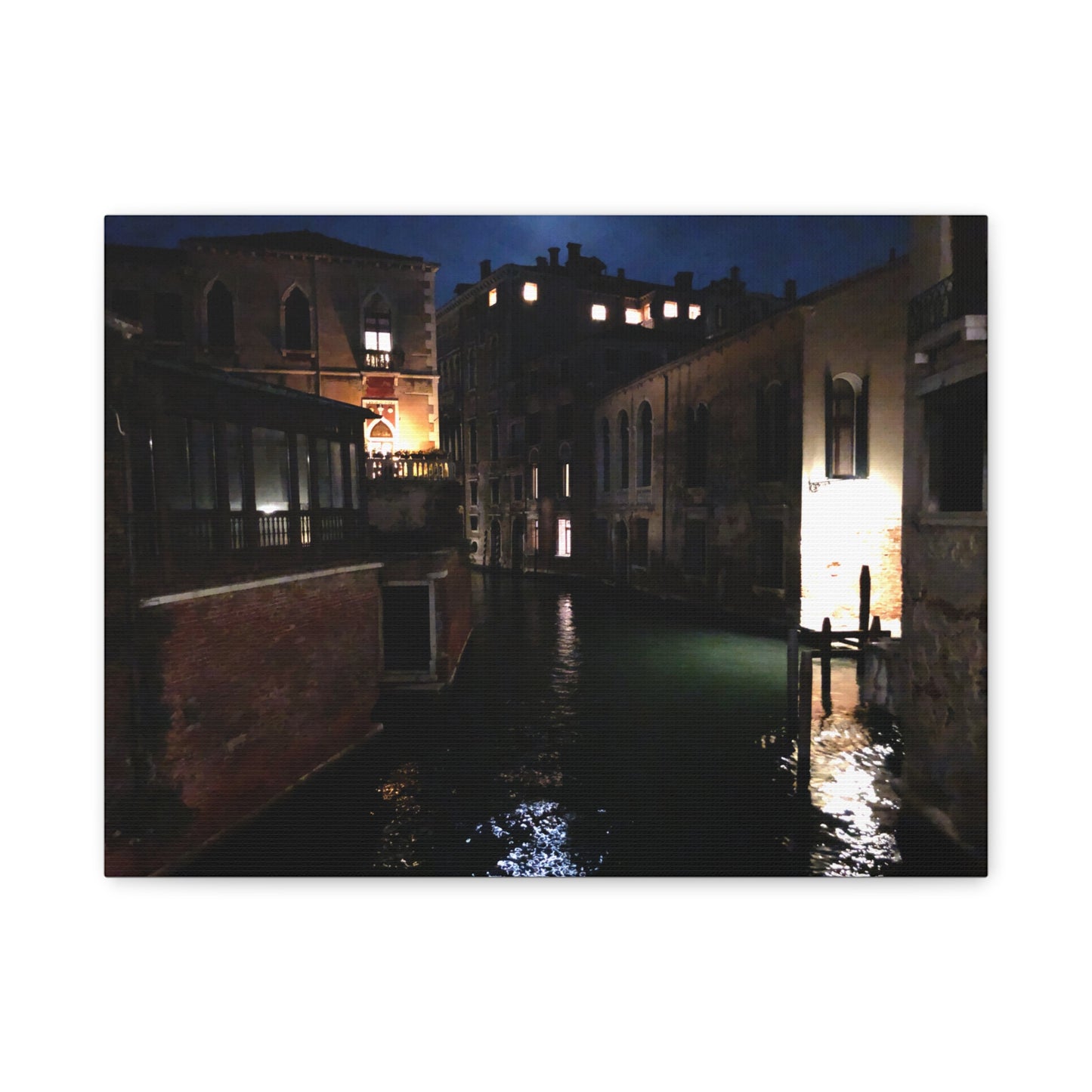 Venetian Canal at Night, Matte Canvas Print