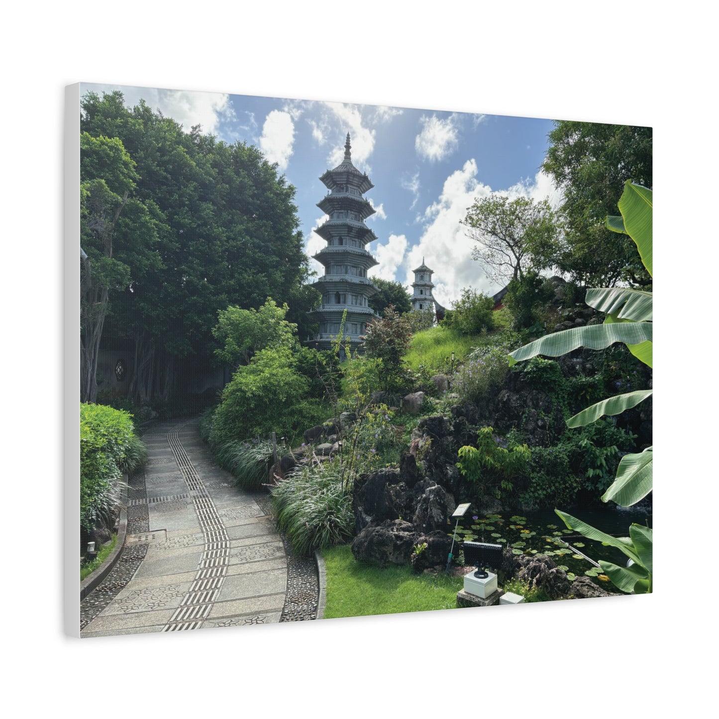 Pagoda in Fukushuen Garden in Okinawa, Japan Matte Canvas Print