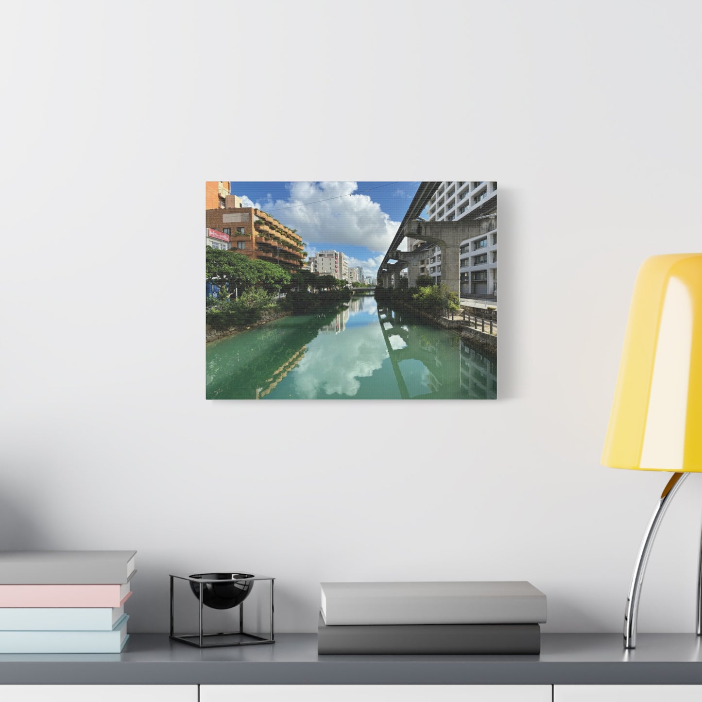 Urban Canal in Naha, Okinawa Matte Canvas Print