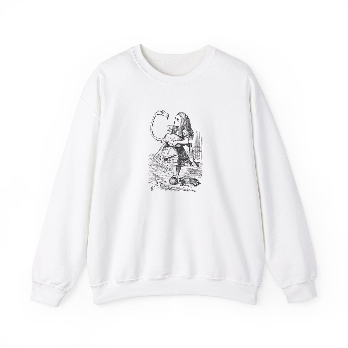 Alice and the Flamingo Sweatshirt, Alice in Wonderland Crewneck Sweatshirt