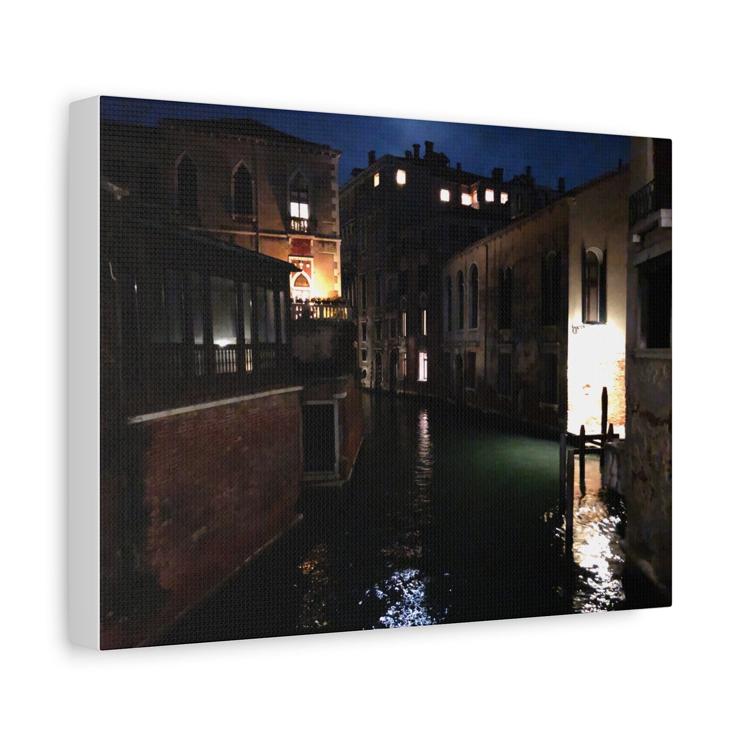 Venetian Canal at Night, Matte Canvas Print