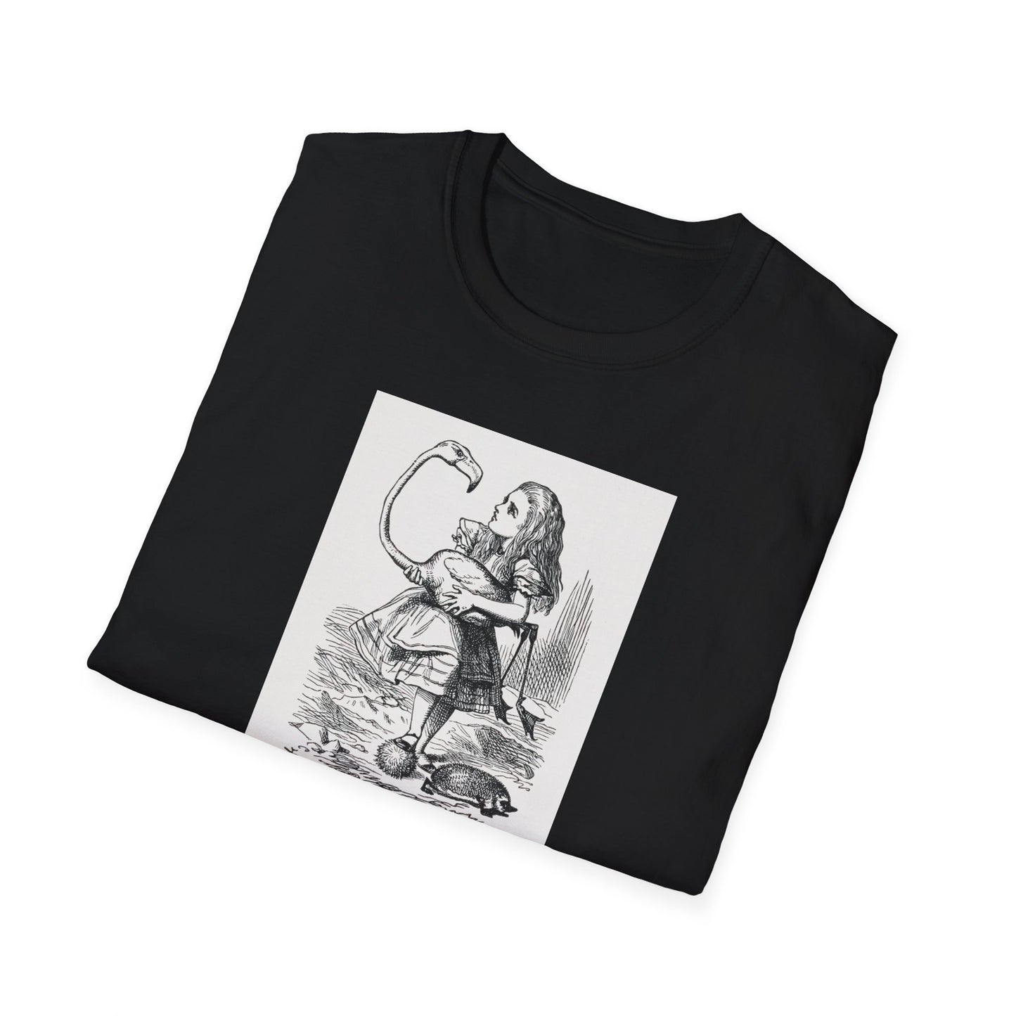 Alice and the Flamingo, Alice in Wonderland Crewneck T-Shirt