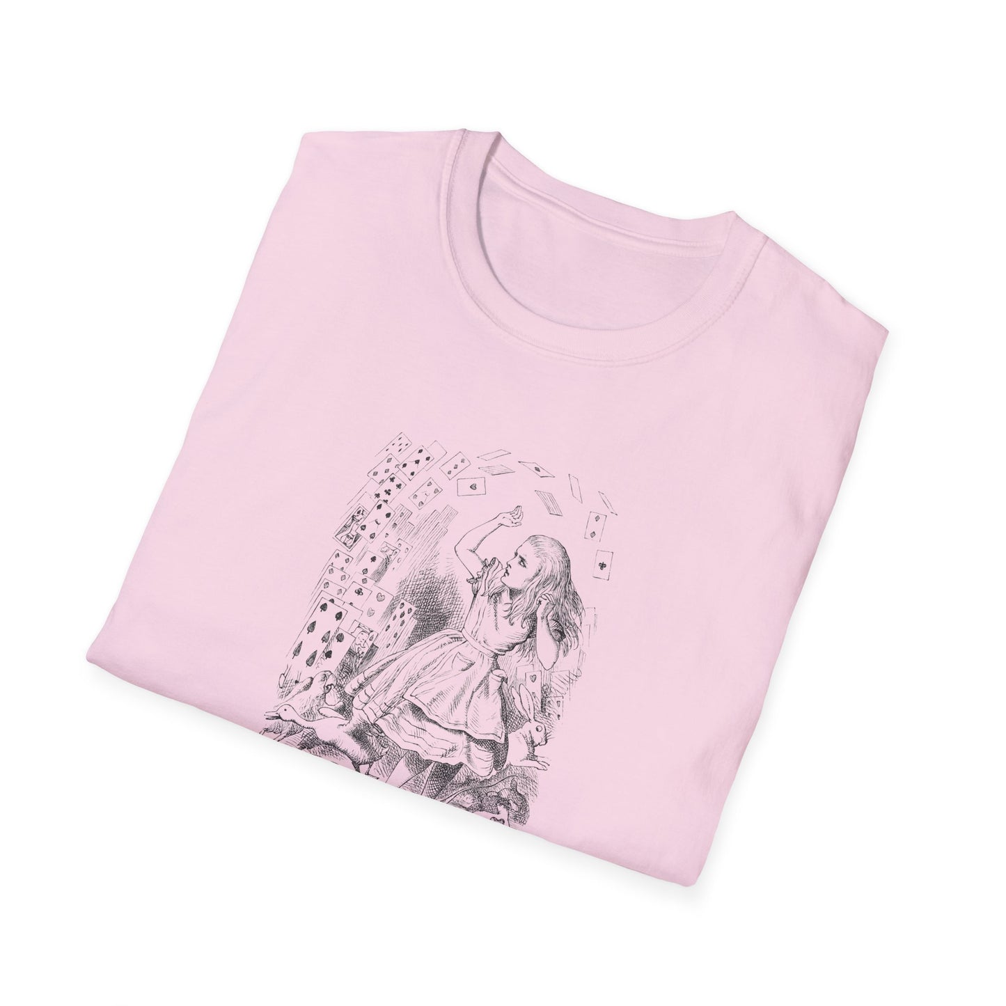 Alice and the Falling Cards, Alice in Wonderland Crewneck T-Shirt