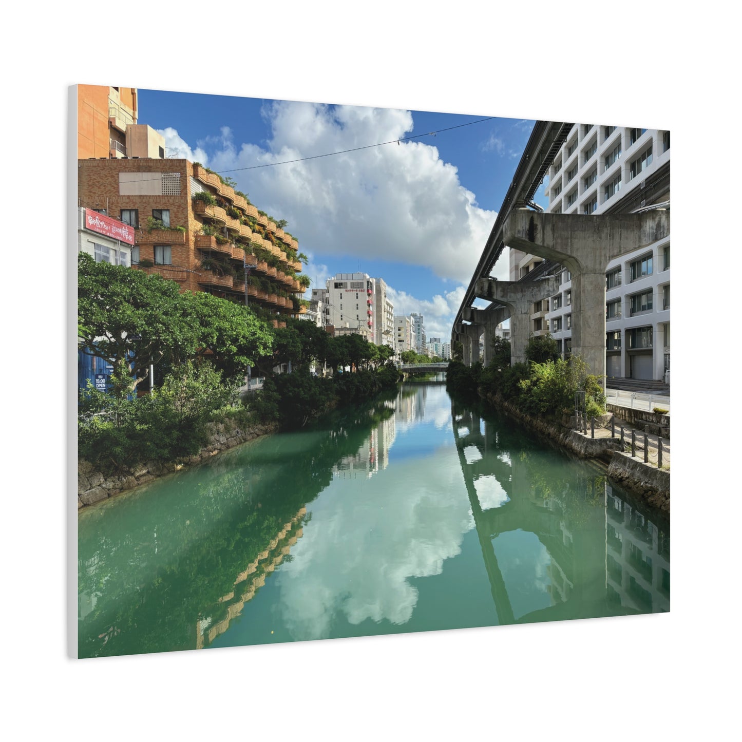 Urban Canal in Naha, Okinawa Matte Canvas Print