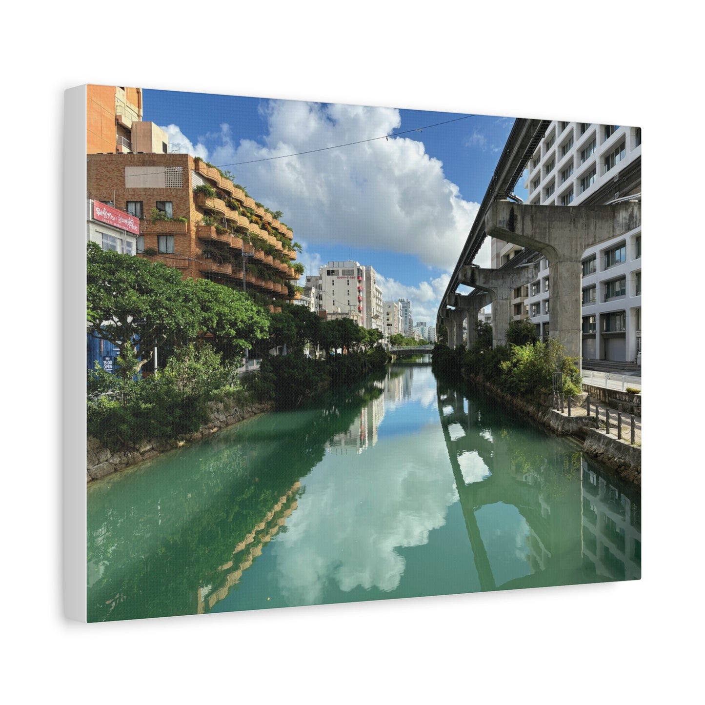 Urban Canal in Naha, Okinawa Matte Canvas Print