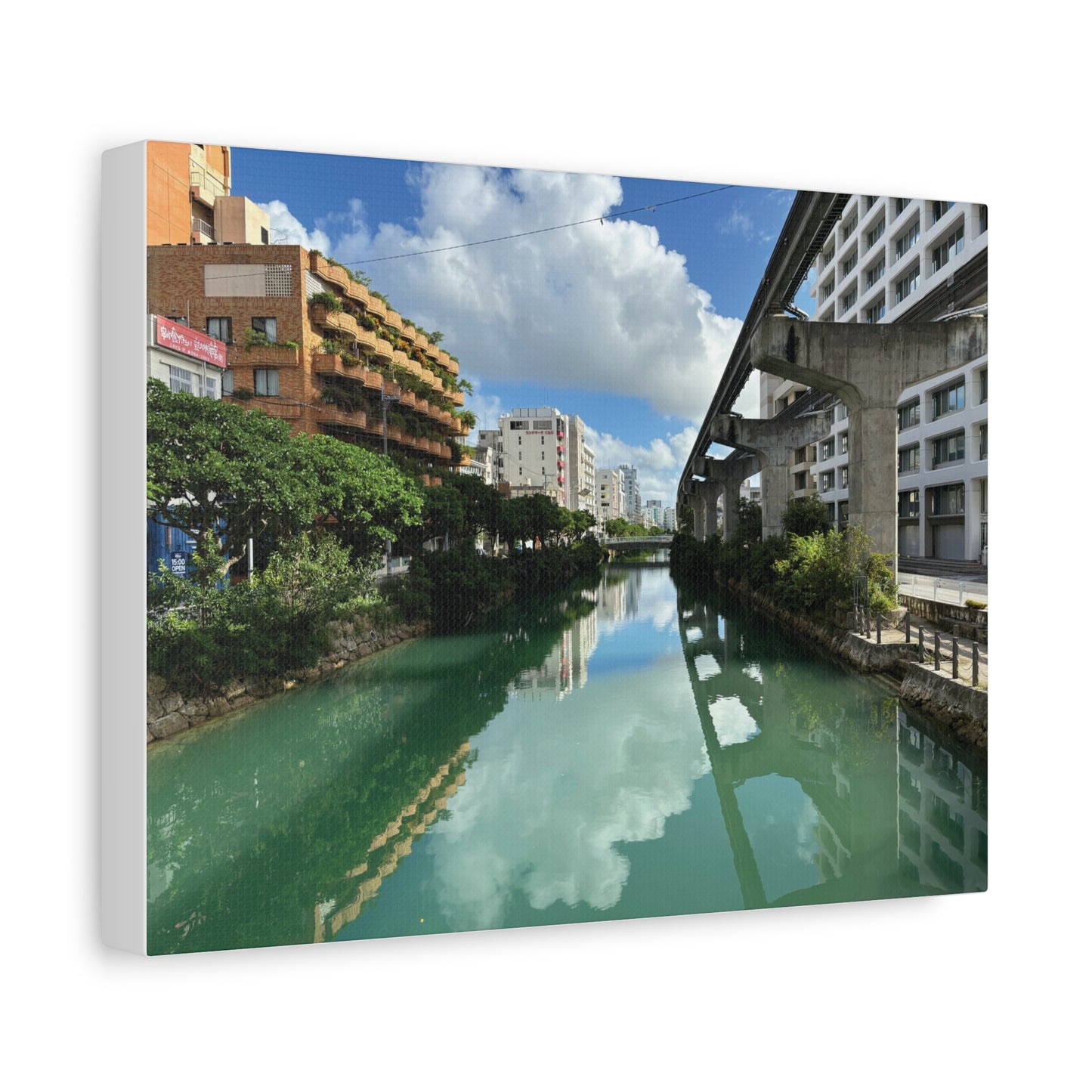 Urban Canal in Naha, Okinawa Matte Canvas Print