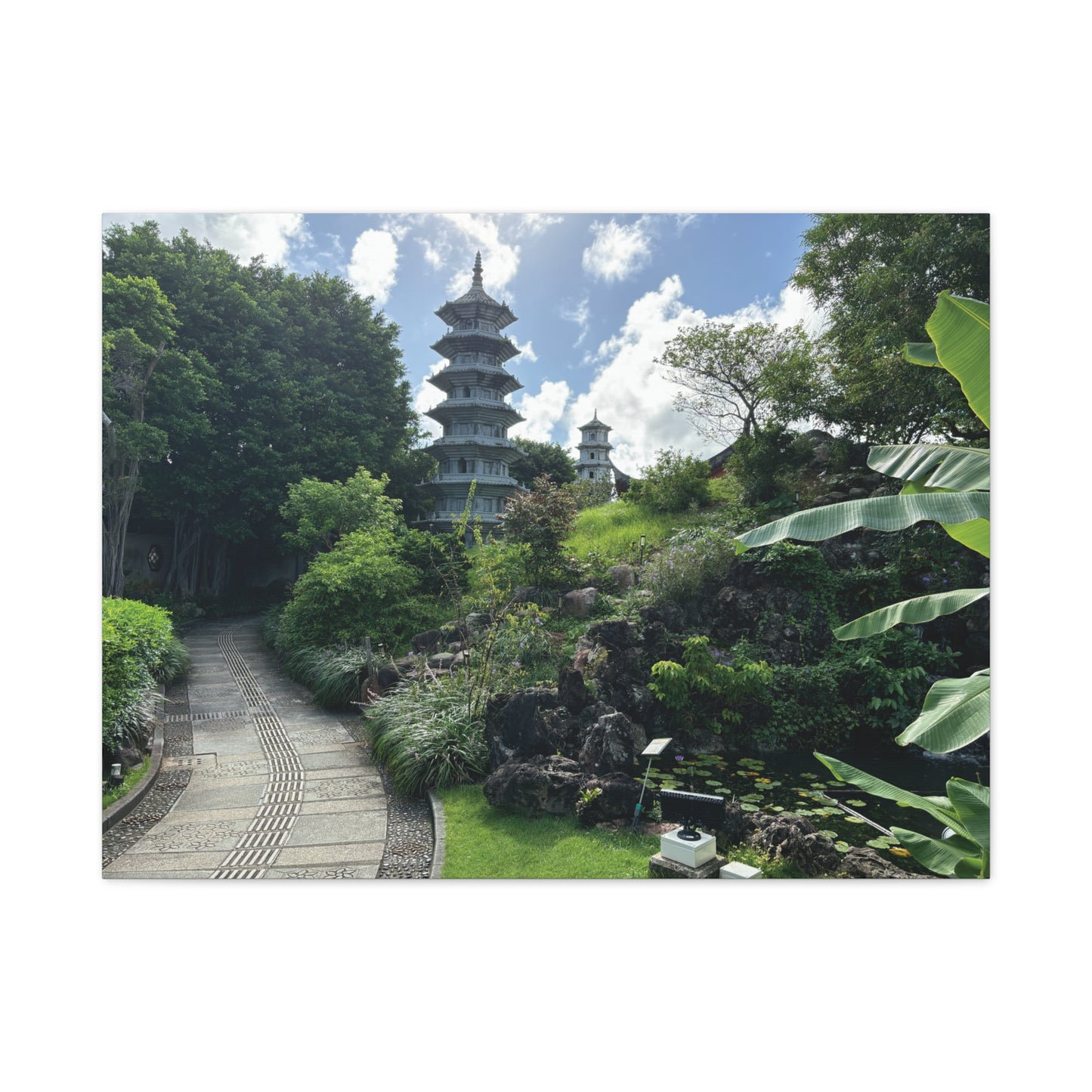 Pagoda in Fukushuen Garden in Okinawa, Japan Matte Canvas Print