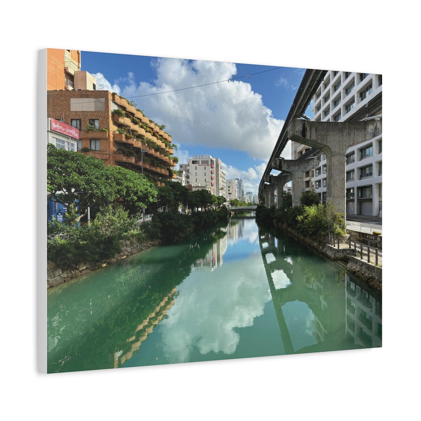 Urban Canal in Naha, Okinawa Matte Canvas Print