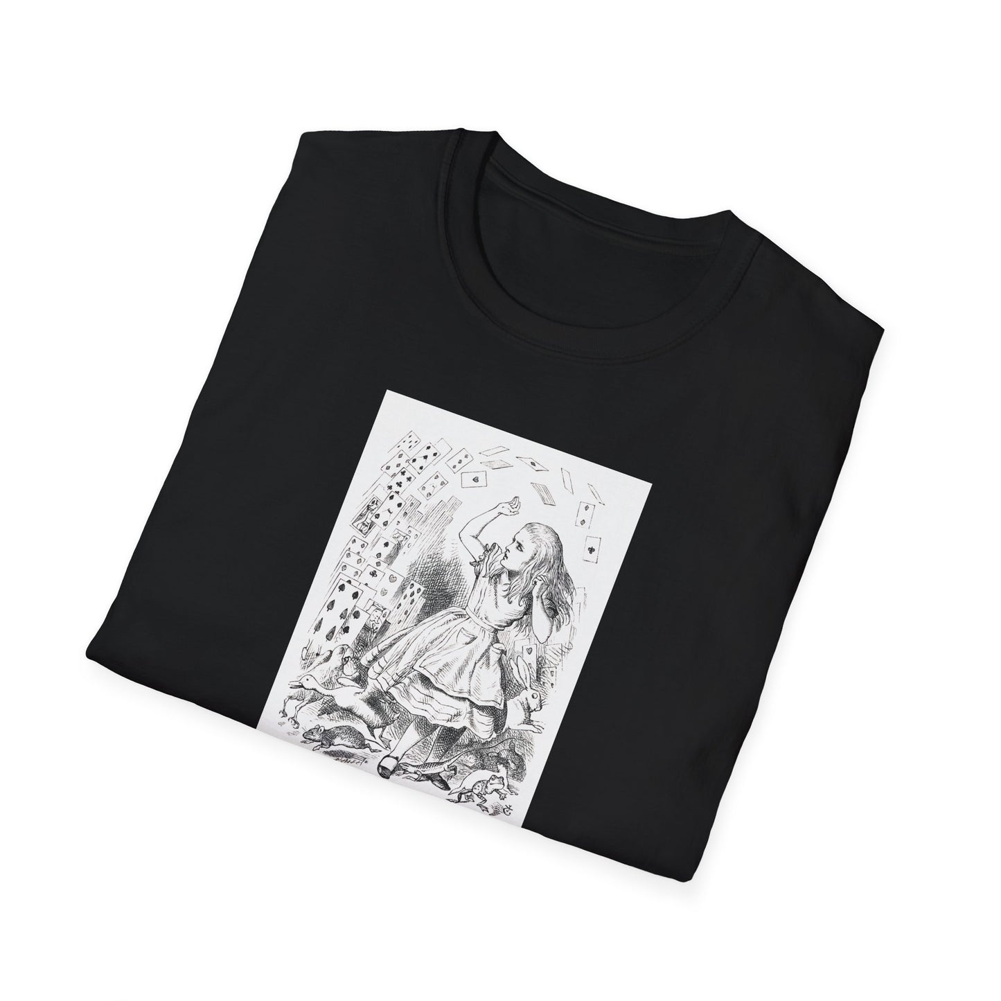 Alice and the Falling Cards, Alice in Wonderland Crewneck T-Shirt