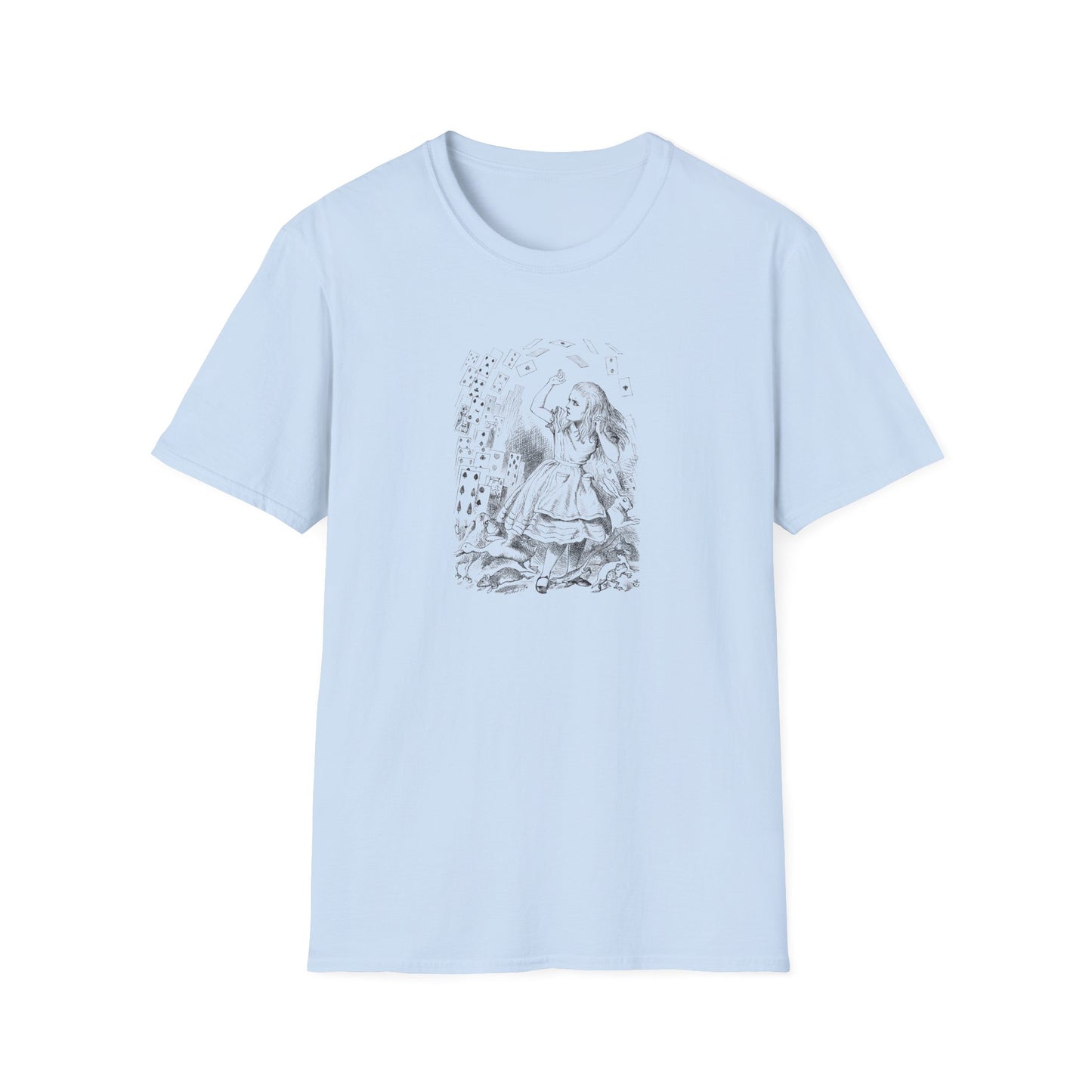 Alice and the Falling Cards, Alice in Wonderland Crewneck T-Shirt