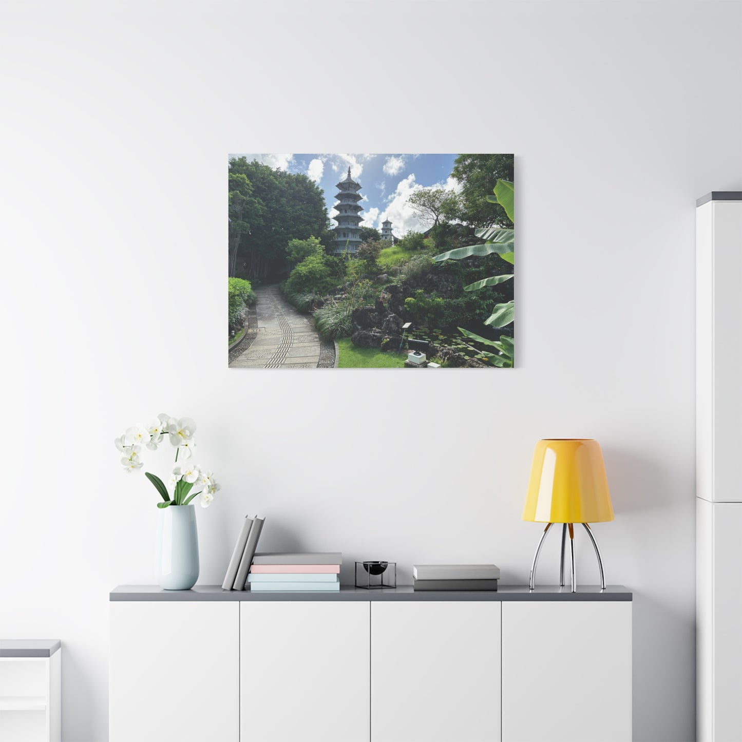 Pagoda in Fukushuen Garden in Okinawa, Japan Matte Canvas Print