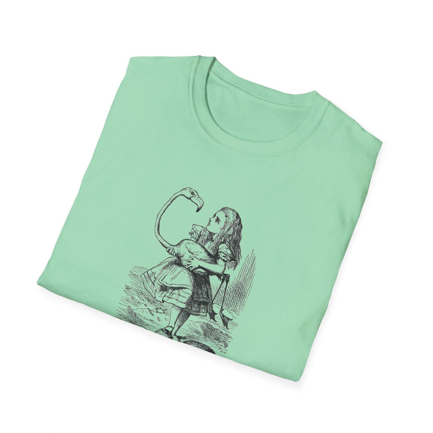 Alice and the Flamingo, Alice in Wonderland Crewneck T-Shirt