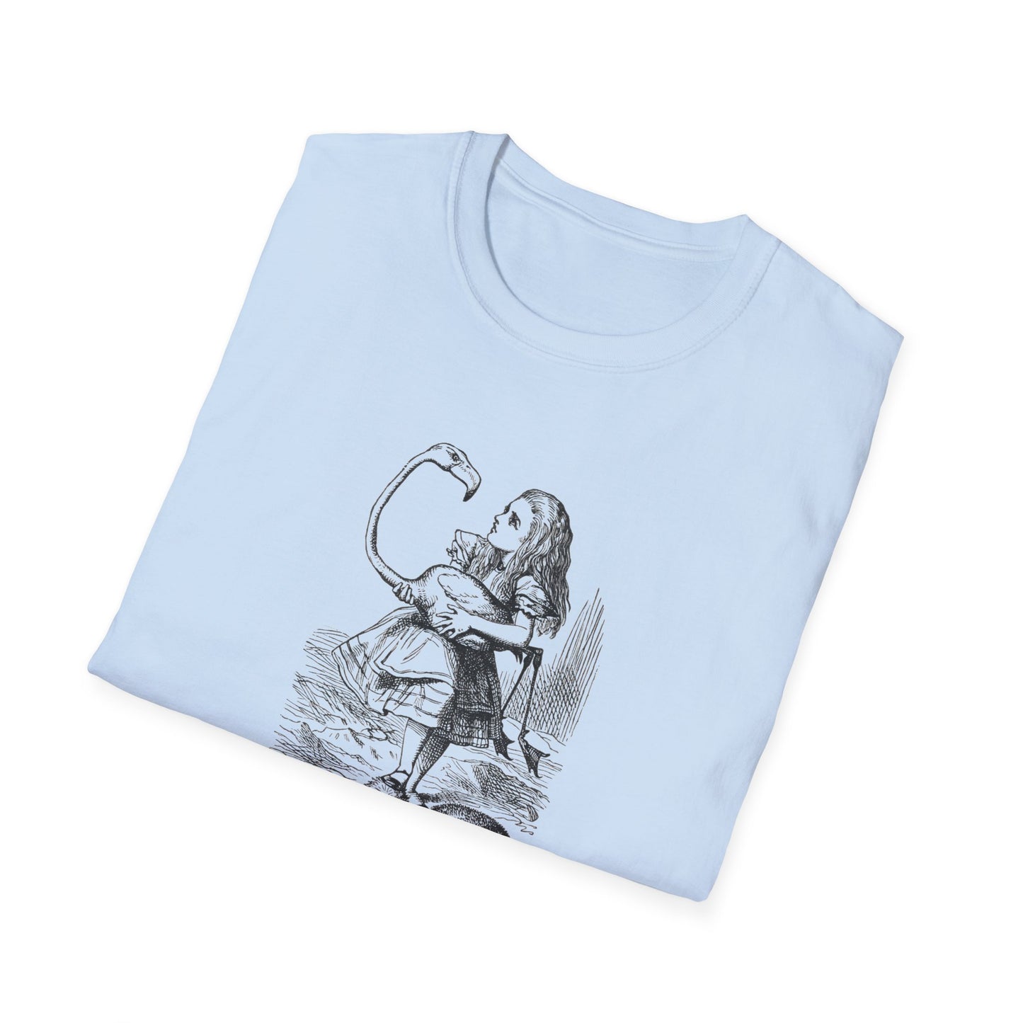 Alice and the Flamingo, Alice in Wonderland Crewneck T-Shirt