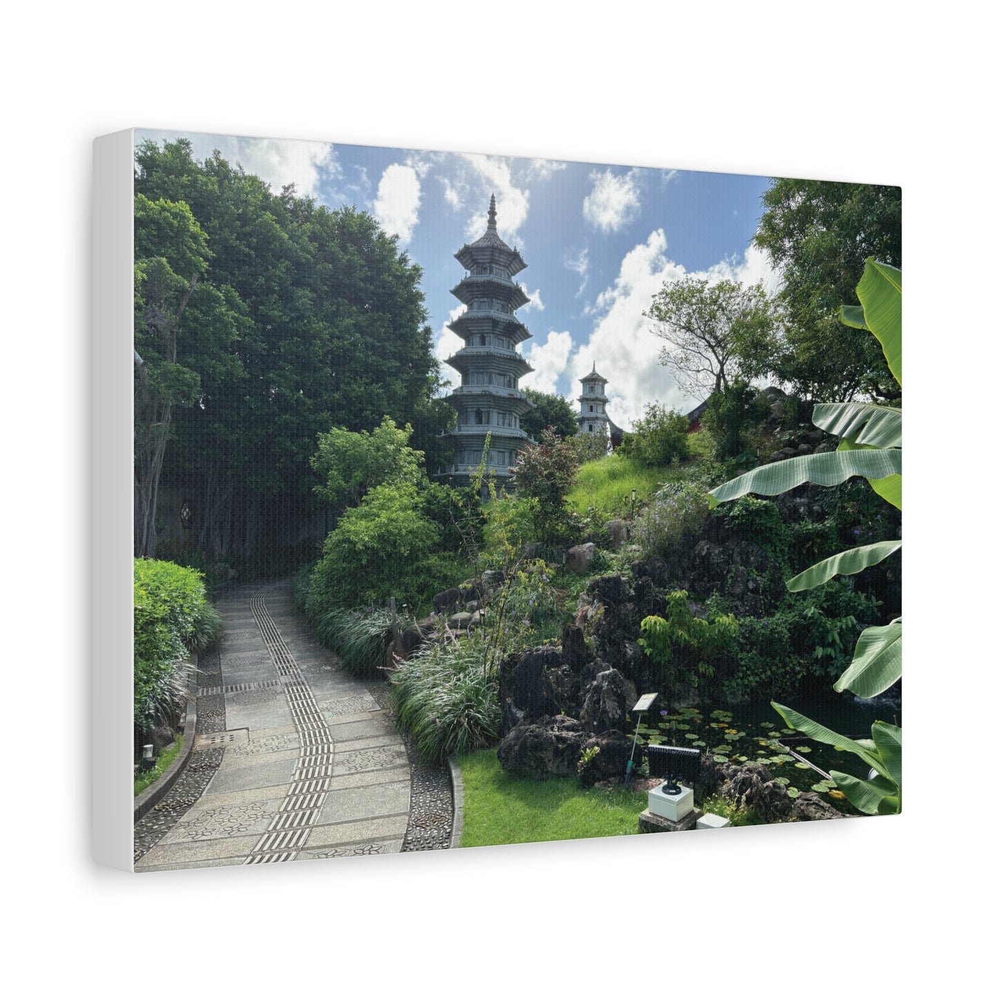 Pagoda in Fukushuen Garden in Okinawa, Japan Matte Canvas Print