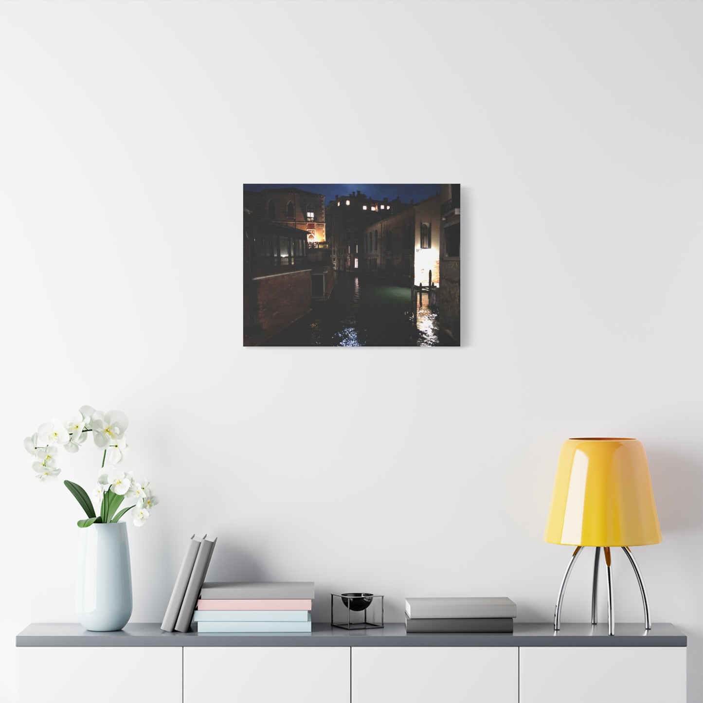 Venetian Canal at Night, Matte Canvas Print