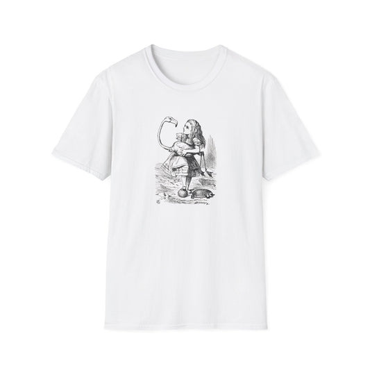 Alice and the Flamingo, Alice in Wonderland Crewneck T-Shirt