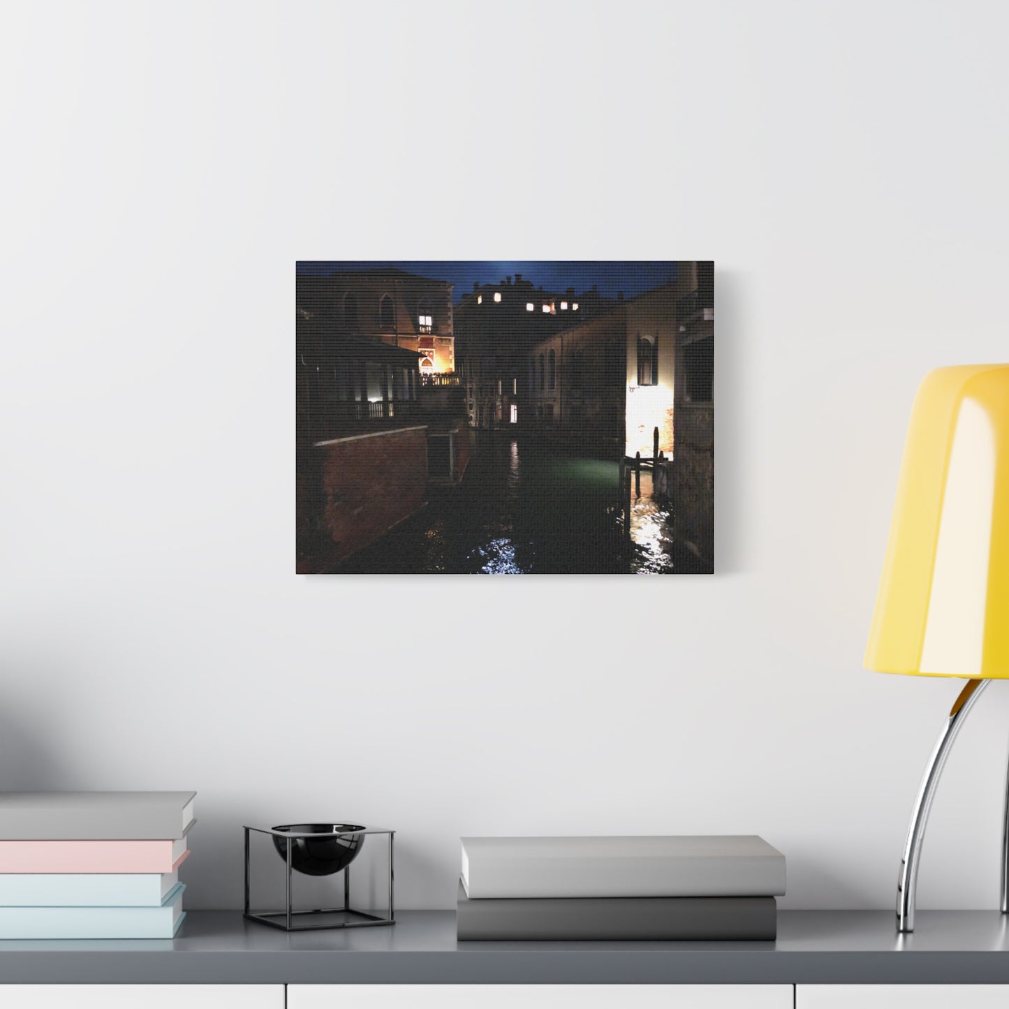 Venetian Canal at Night, Matte Canvas Print