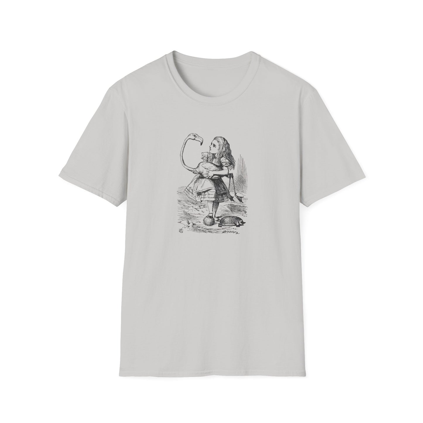 Alice and the Flamingo, Alice in Wonderland Crewneck T-Shirt