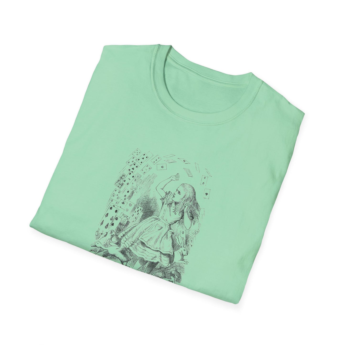 Alice and the Falling Cards, Alice in Wonderland Crewneck T-Shirt