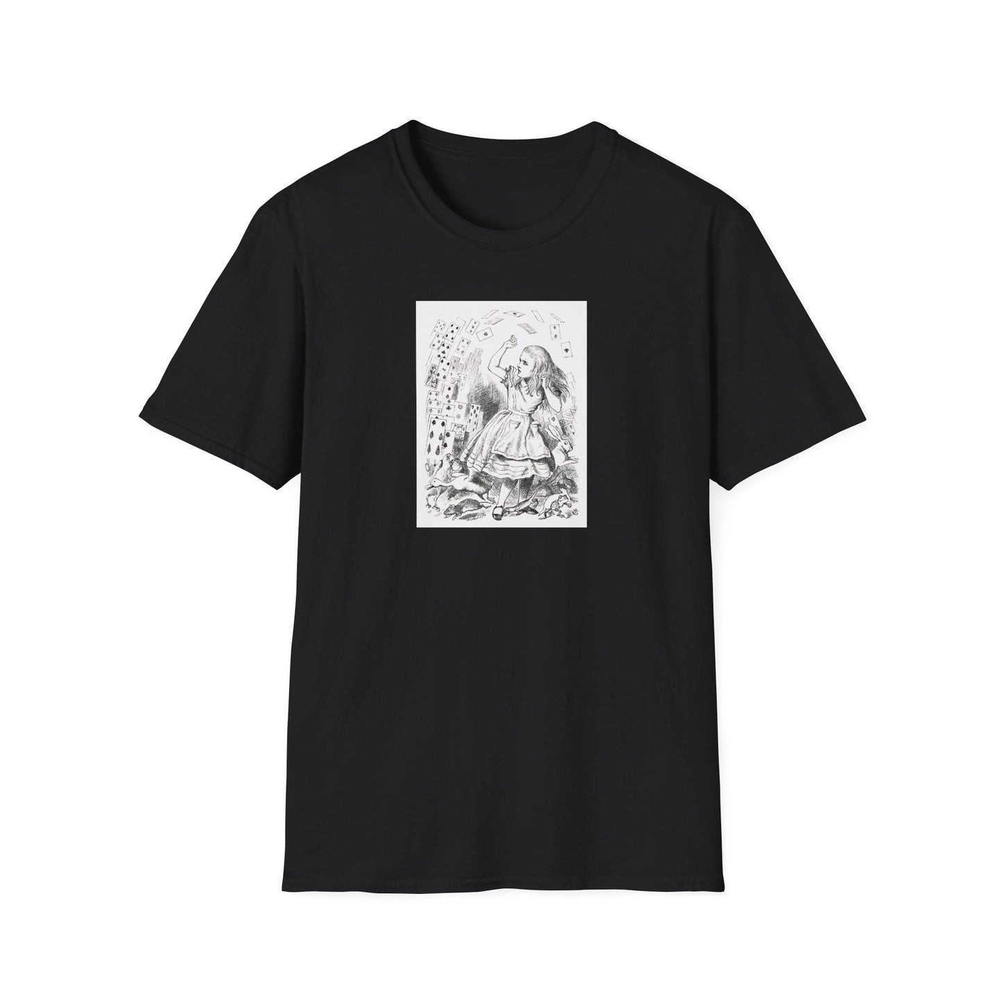 Alice and the Falling Cards, Alice in Wonderland Crewneck T-Shirt