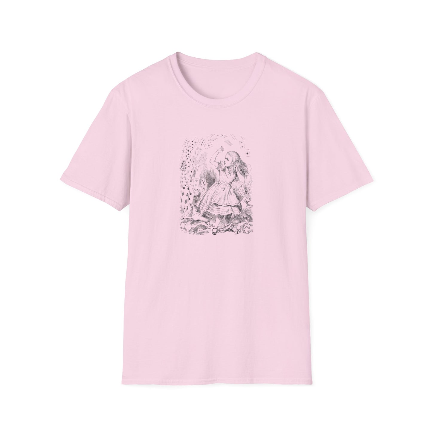 Alice and the Falling Cards, Alice in Wonderland Crewneck T-Shirt