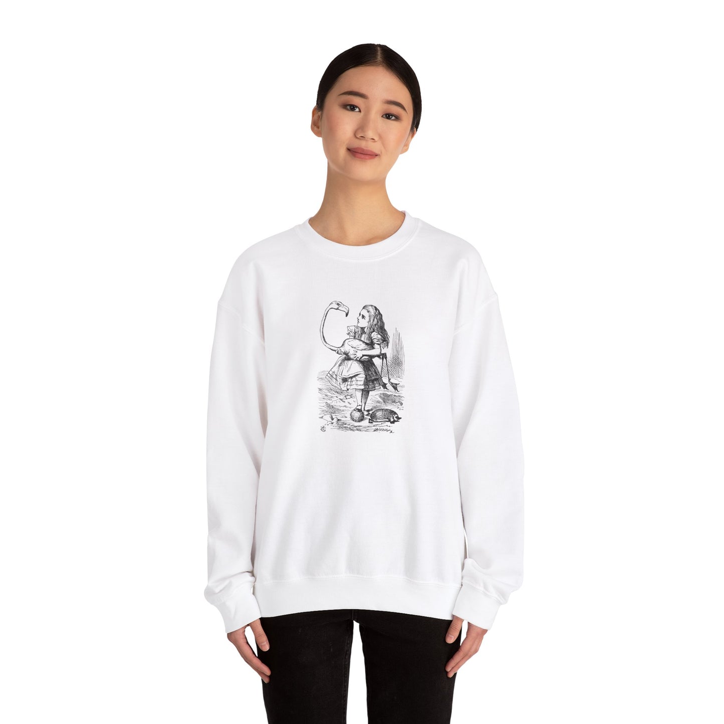 Alice and the Flamingo Sweatshirt, Alice in Wonderland Crewneck Sweatshirt