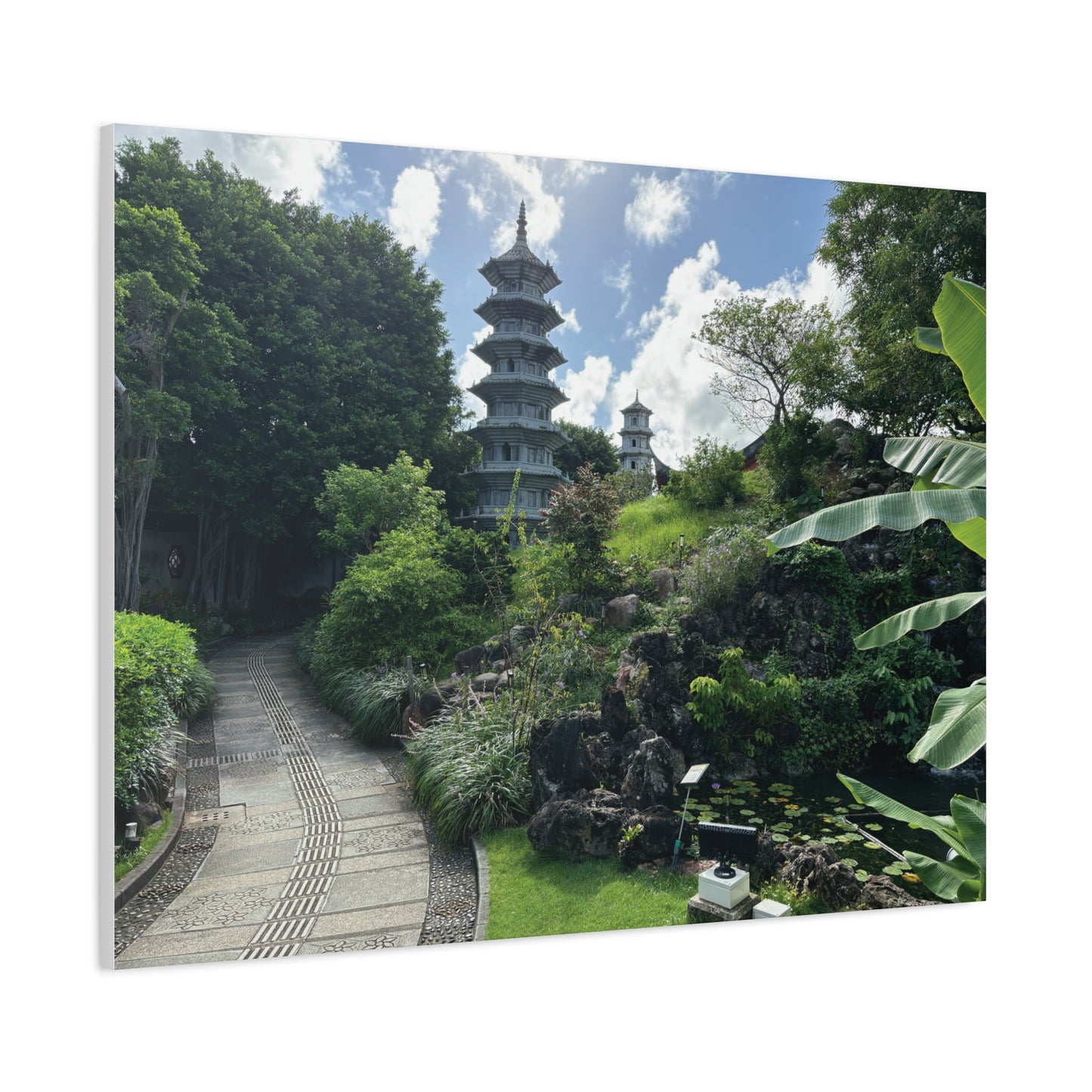 Pagoda in Fukushuen Garden in Okinawa, Japan Matte Canvas Print