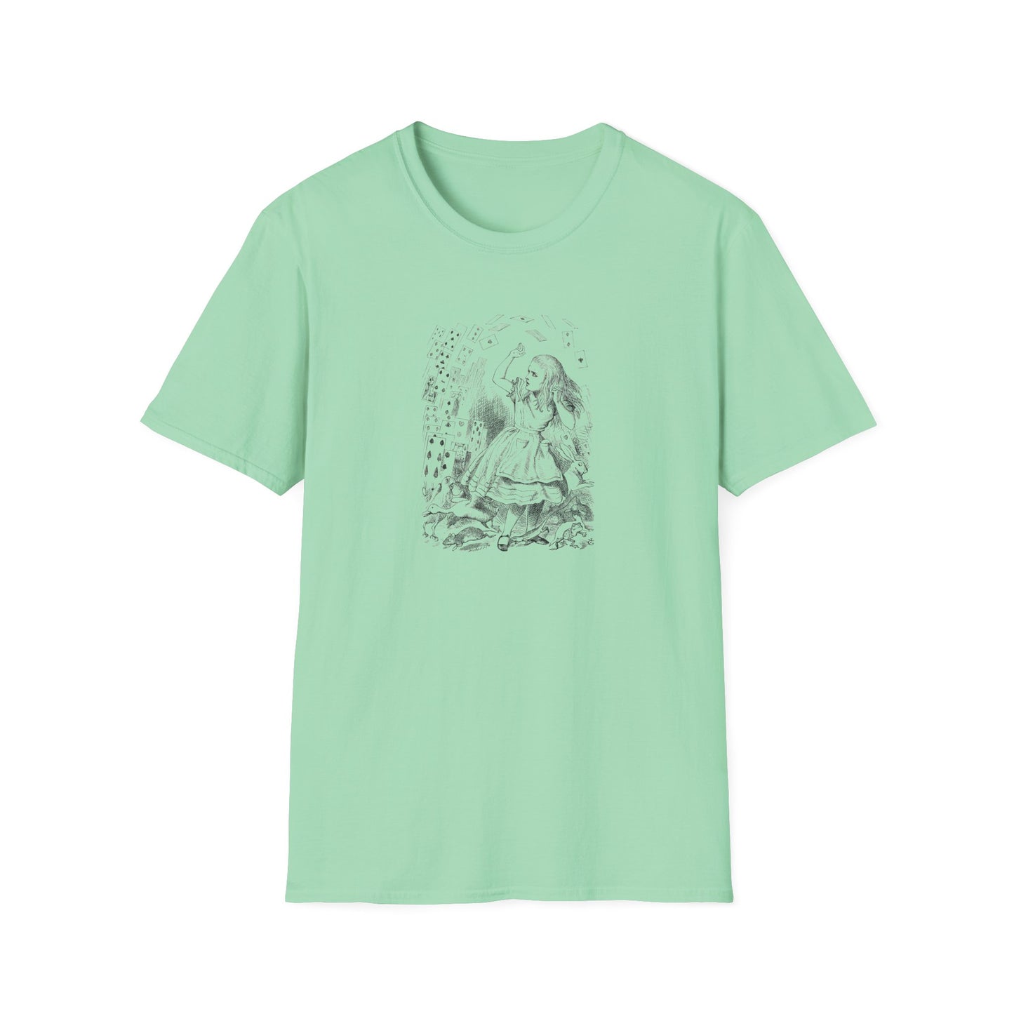 Alice and the Falling Cards, Alice in Wonderland Crewneck T-Shirt