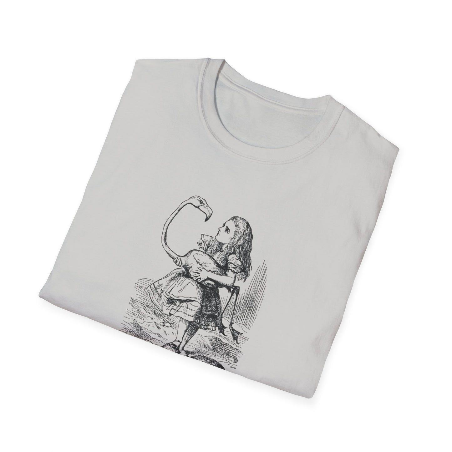 Alice and the Flamingo, Alice in Wonderland Crewneck T-Shirt