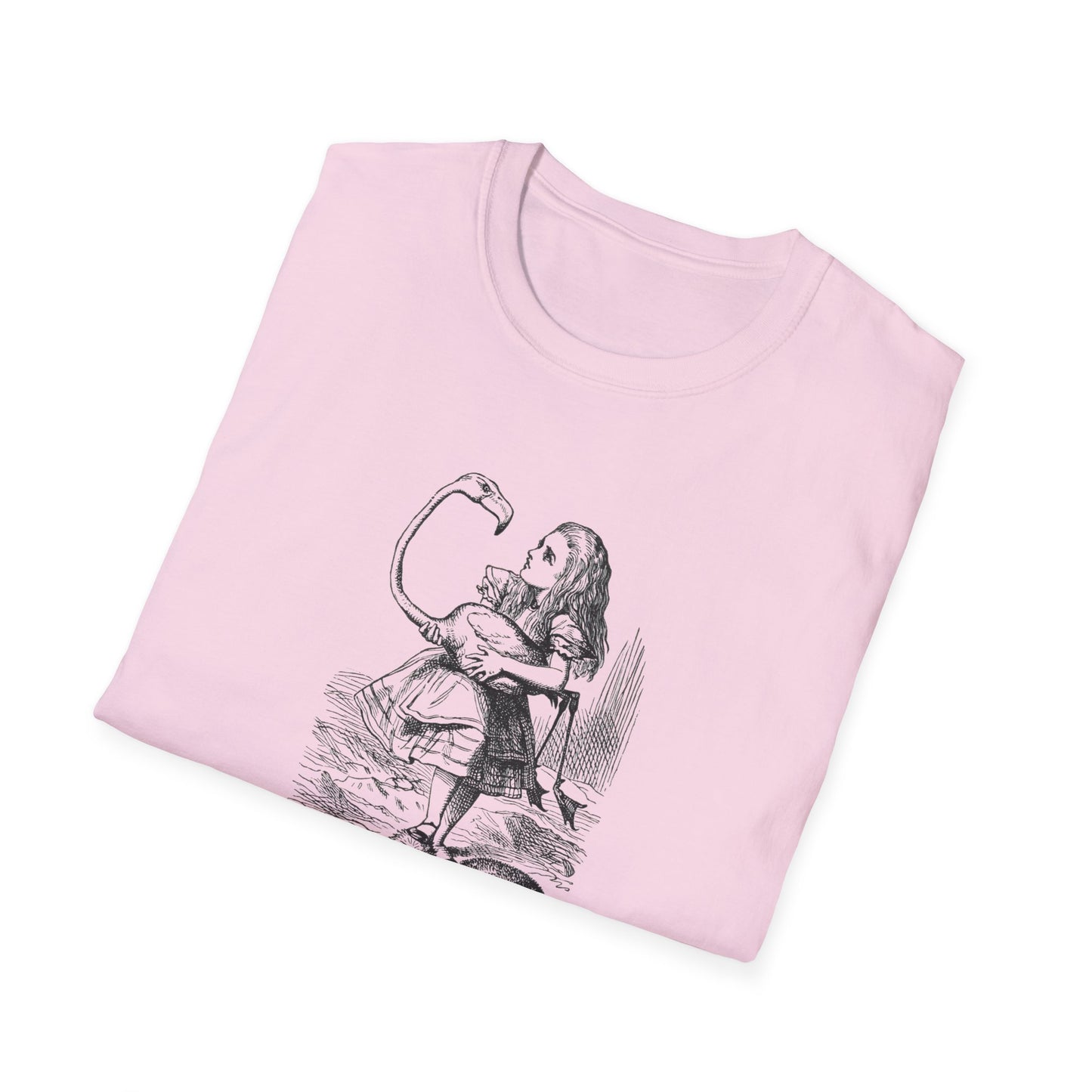 Alice and the Flamingo, Alice in Wonderland Crewneck T-Shirt