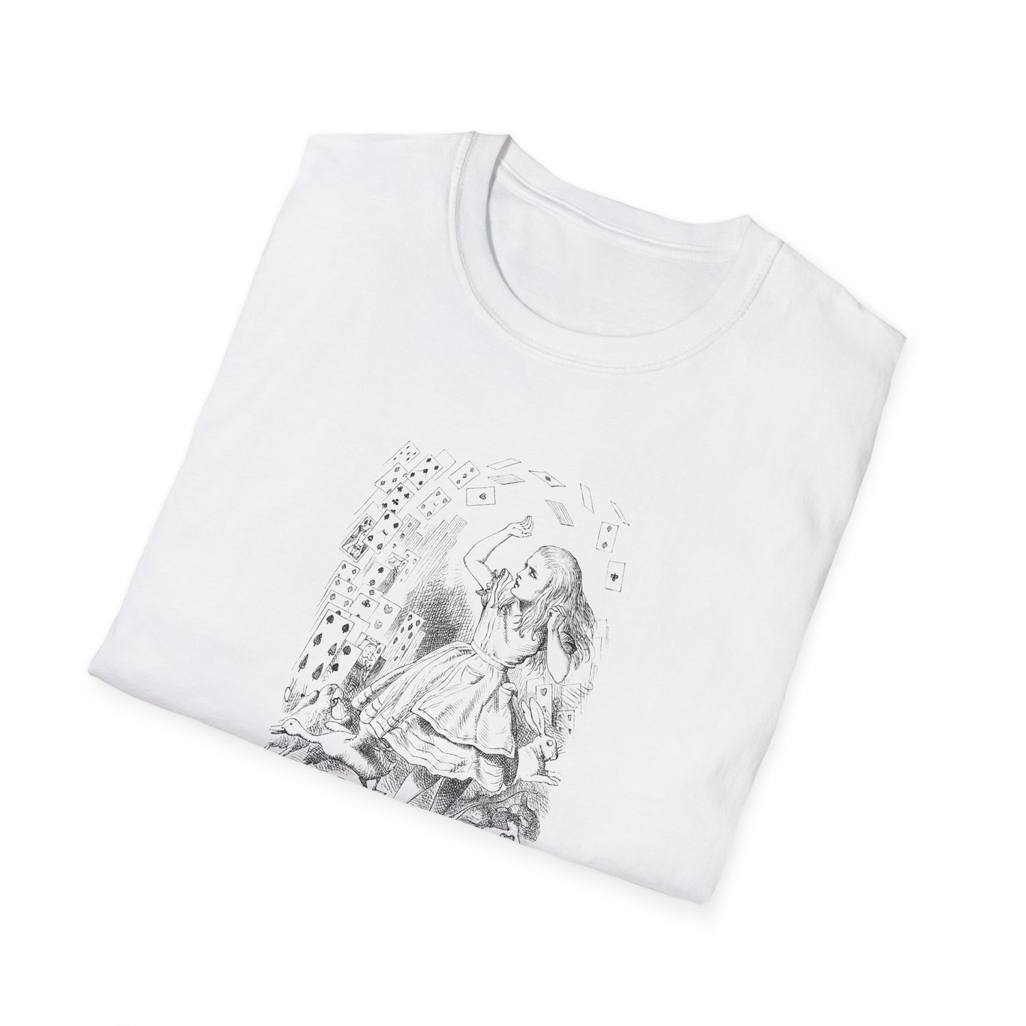 Alice and the Falling Cards, Alice in Wonderland Crewneck T-Shirt