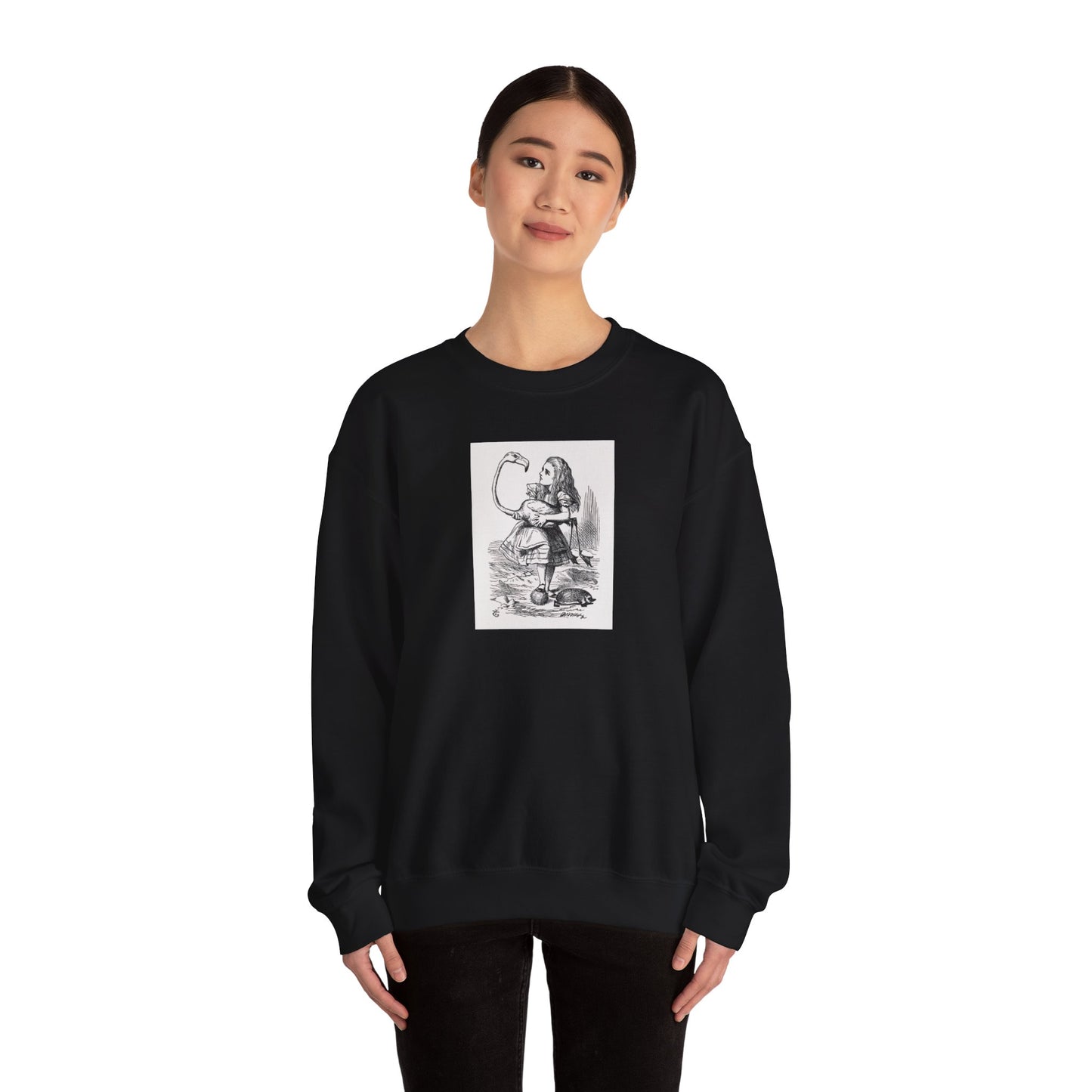 Alice and the Flamingo Sweatshirt, Alice in Wonderland Crewneck Sweatshirt