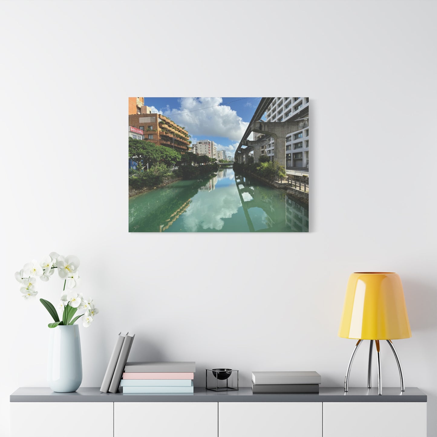 Urban Canal in Naha, Okinawa Matte Canvas Print